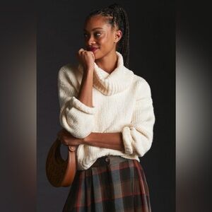 Anthropologie Pilcro Katie Cream Knit Turtleneck Sweater, Size M